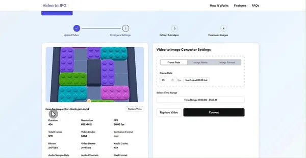 Video to JPG conversion demonstration